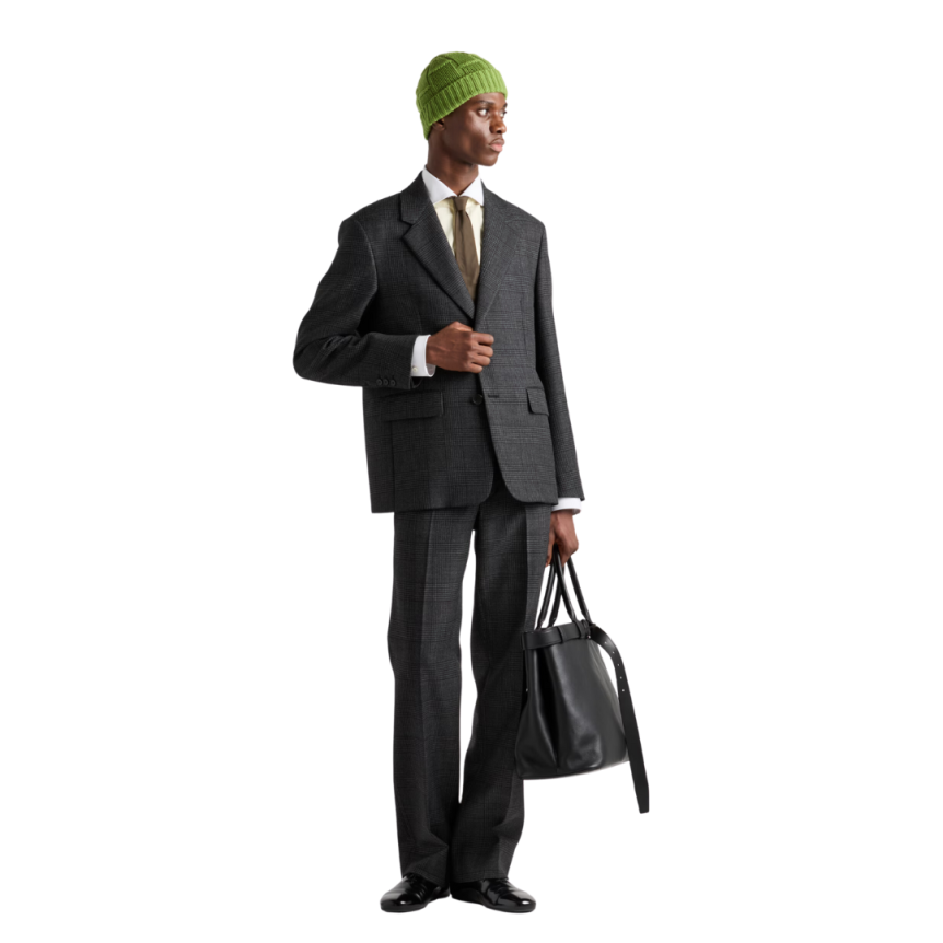 Pantalon droit PRADA aine prince de Galles gris