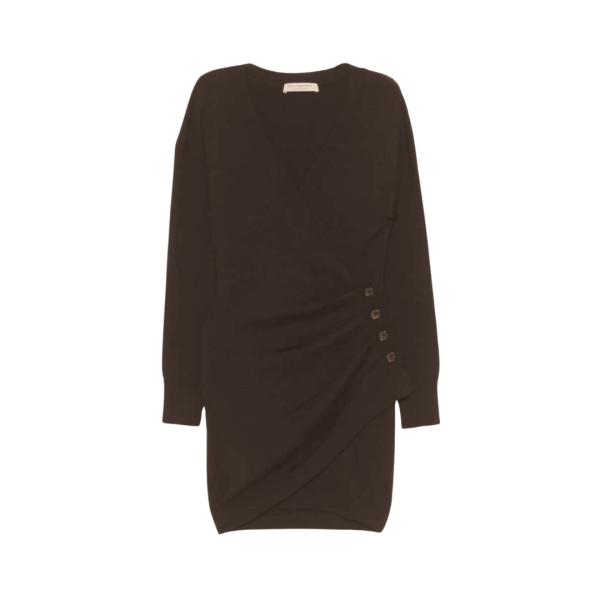 Robe courte PHILOSOPHY Col V Cache-cœur laine mélangée marron