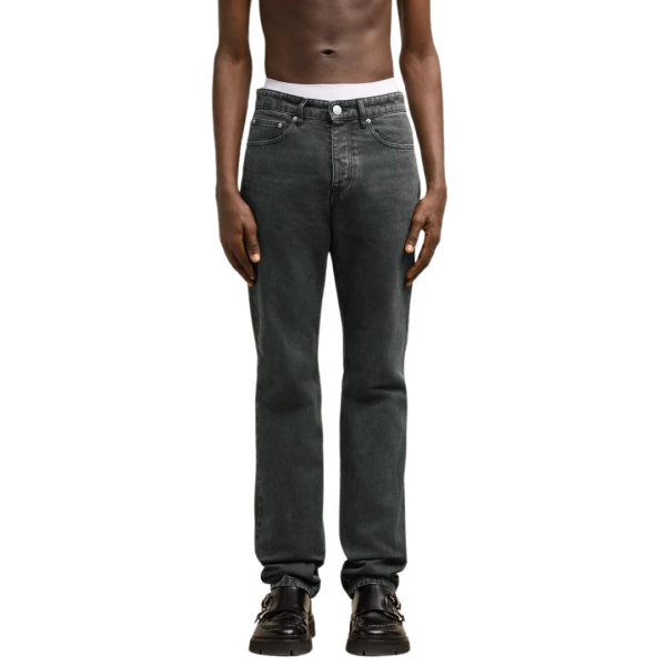 Jeans denim AMI coton gris delavé
