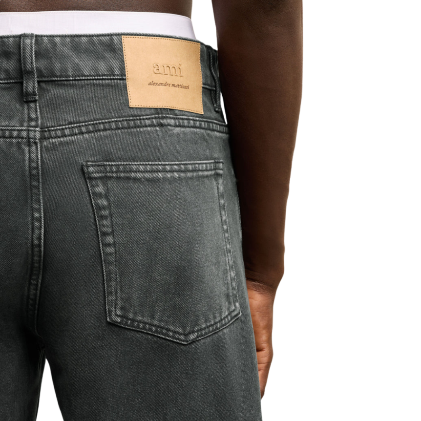 Jeans denim AMI coton gris delavé