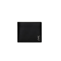 Portefeuille 2 volets Cassandre cuir noir petit YSL argent