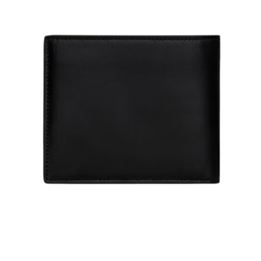 Portefeuille 2 volets SAINT LAURENT Cassandre cuir noir petit YSL argent