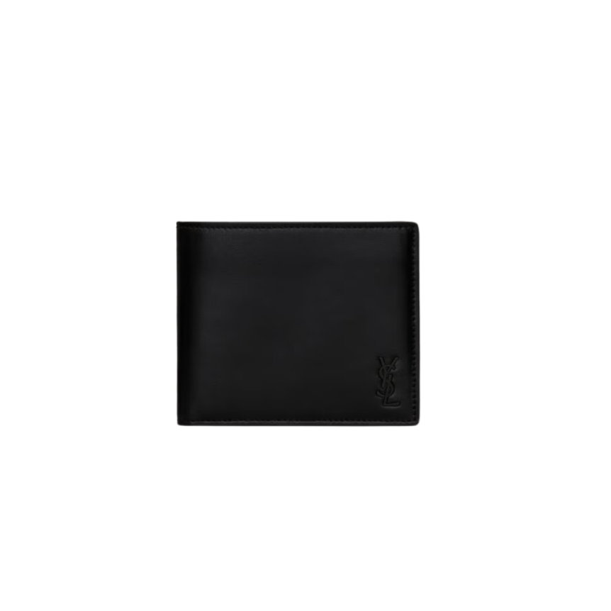 Portefeuille SAINT LAURENT East West Cassandre cuir noir mat YSL noir
