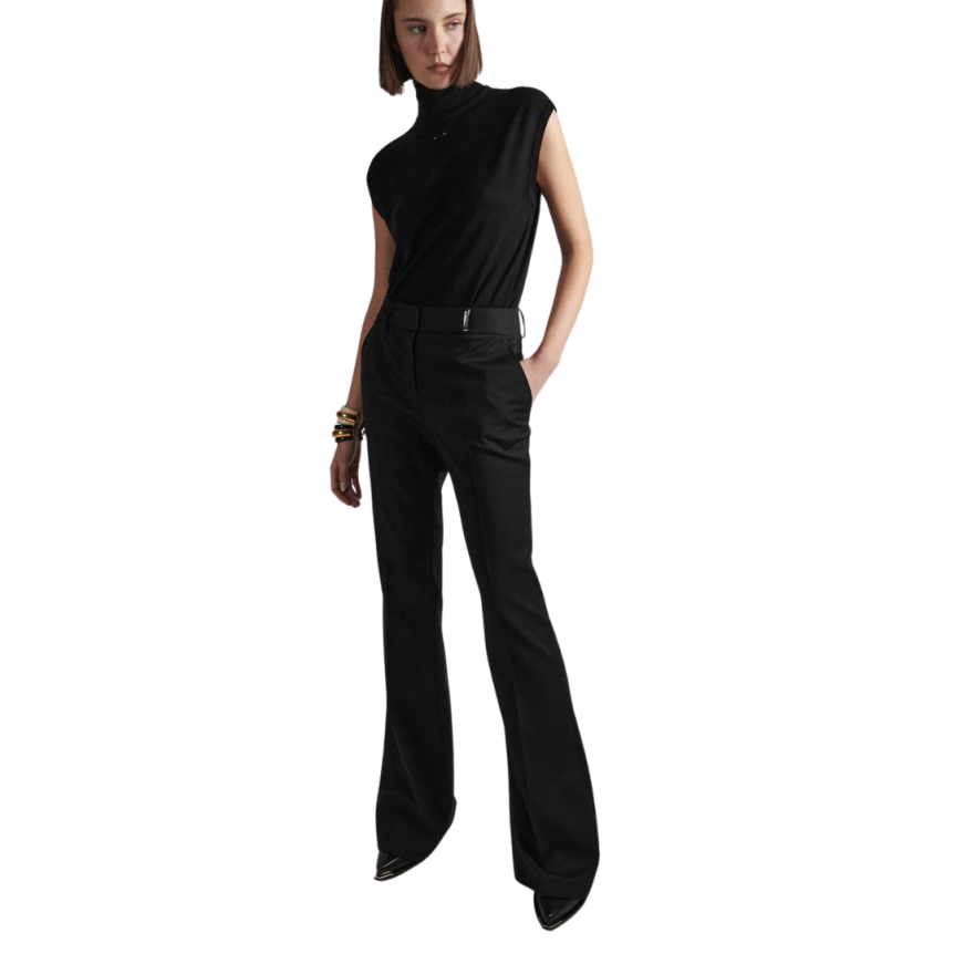 BARBARA BUI Pull oversize col roulé sans manches laine mérinos noire