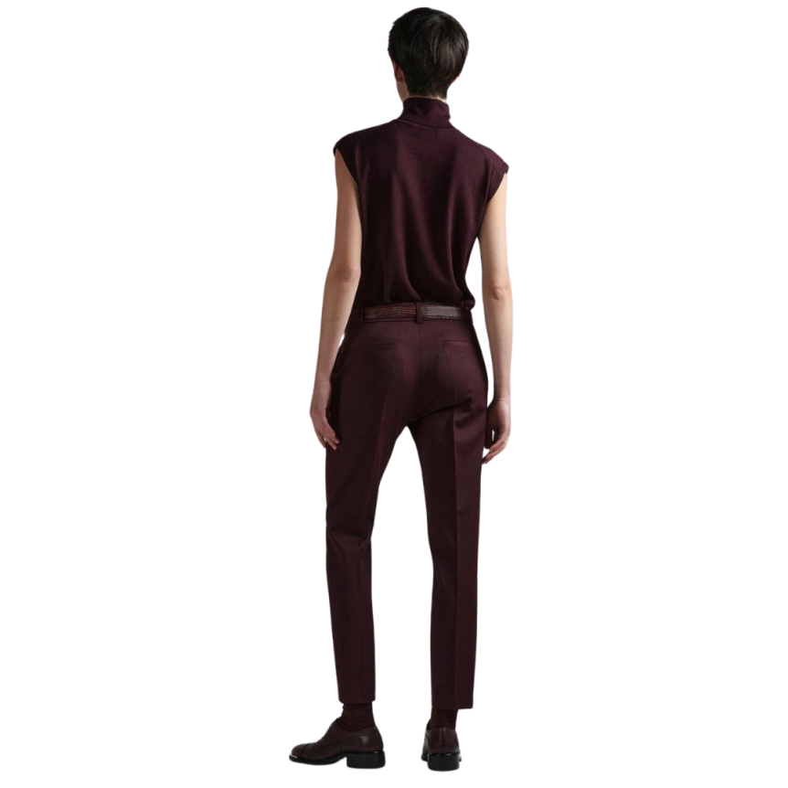 BARBARA BUI Pull oversize col roulé sans manches laine mérinos prune