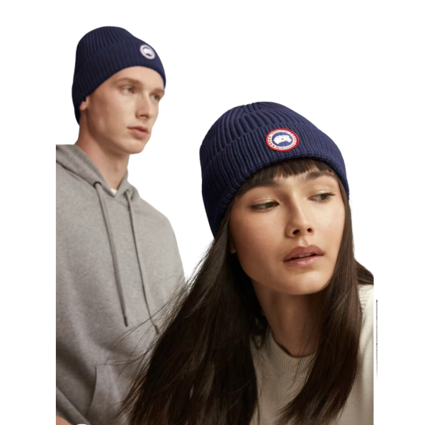 Bonnet CANADA GOOSE Arctic Rib laine mérinos bleu marine