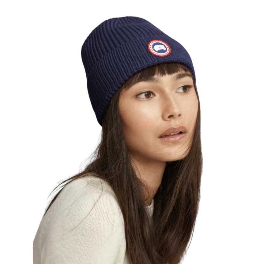 Bonnet CANADA GOOSE Arctic Rib laine mérinos bleu marine