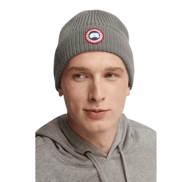 Bonnet CANADA GOOSE Arctic Rib laine mérinos gris