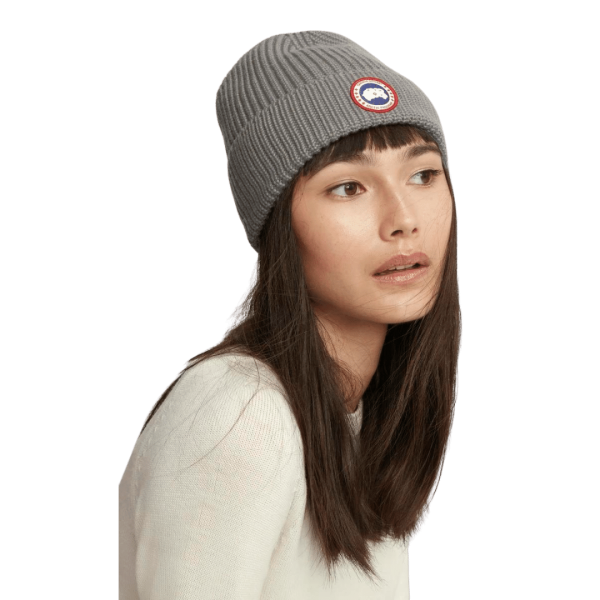 Bonnet CANADA GOOSE Arctic Rib laine mérinos gris