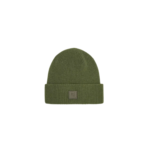 Bonnet FENDI laine verte écusson FF
