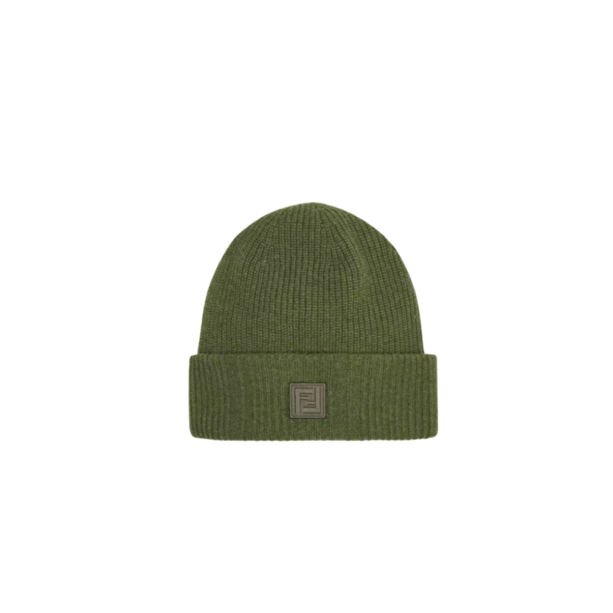 Bonnet FENDI laine verte écusson FF
