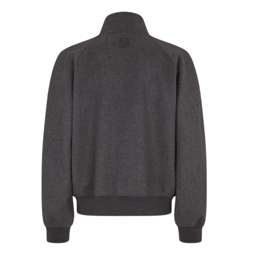 Blouson Bomber FENDI cachemire gris logo FF embossé dos