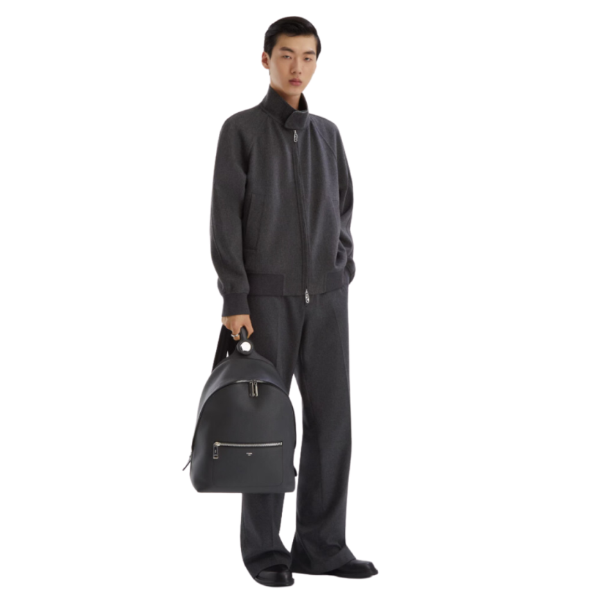 Blouson Bomber FENDI cachemire gris logo FF embossé dos