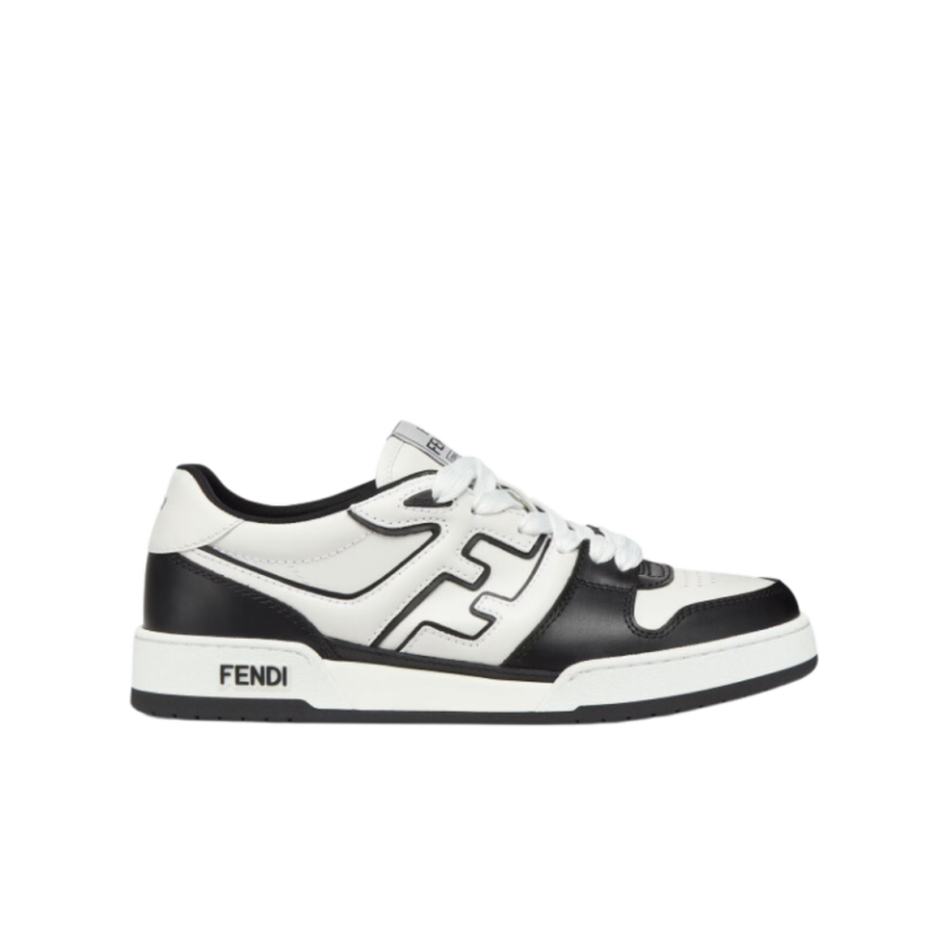Baskets Sneakers FENDI Match cuir blanc noir FF