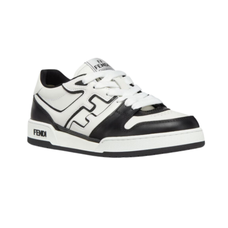 Baskets Sneakers FENDI Match cuir blanc noir FF
