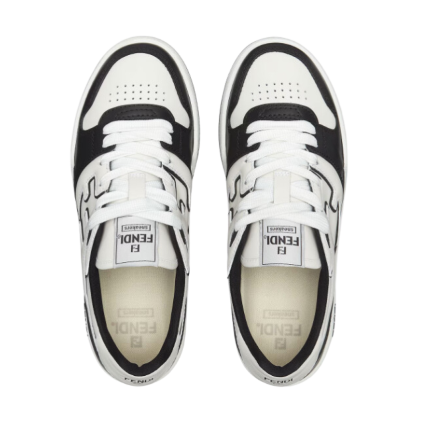 Baskets Sneakers FENDI Match cuir blanc noir FF