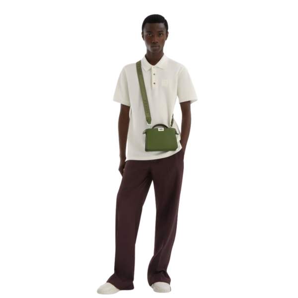 Polo FENDI manche courte coton piqué écru FF poitrine bouton métal