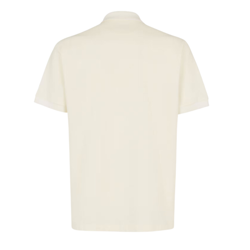 Polo FENDI manche courte coton piqué écru FF poitrine bouton métal
