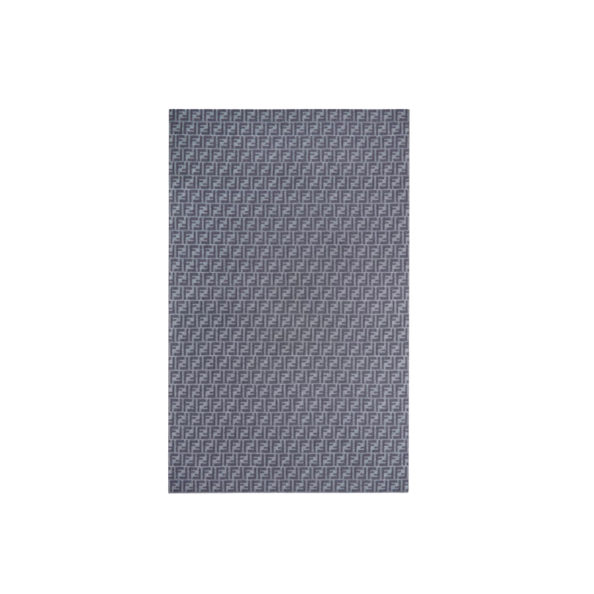 Écharpe FENDI jacquard micro FF laine bleu jean franges