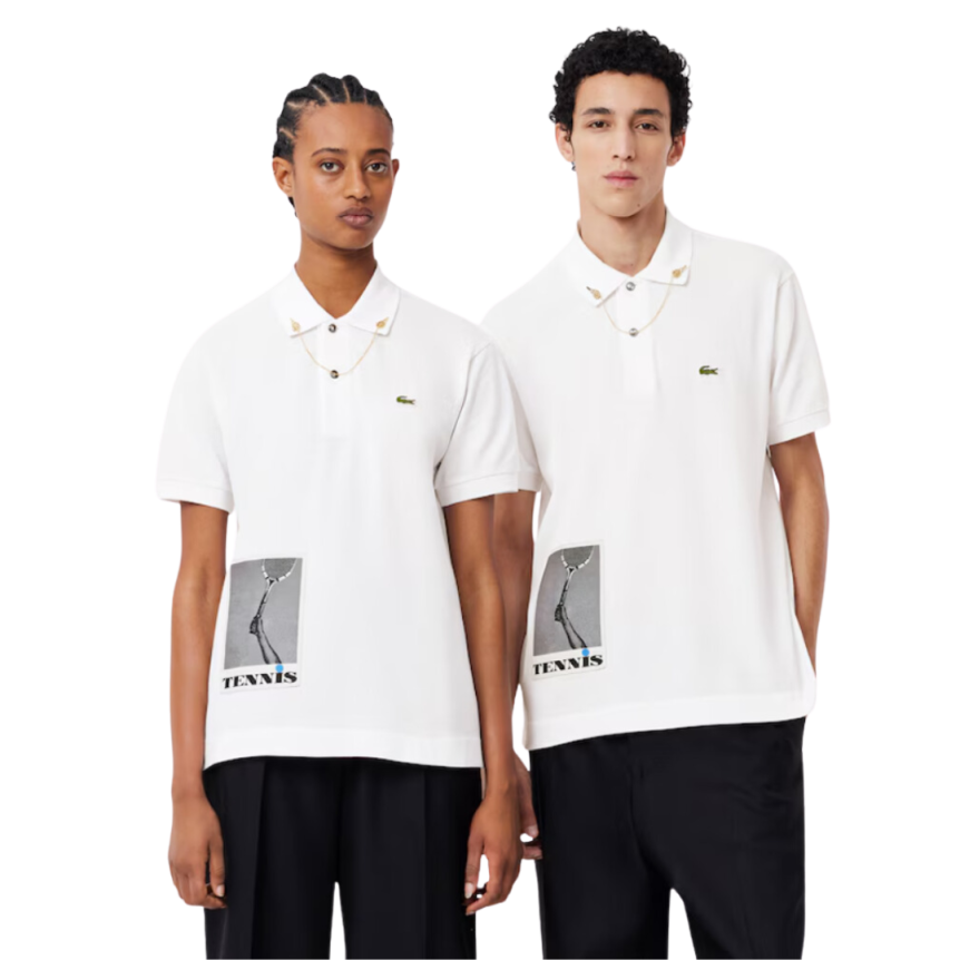 Fashion Show  Polo coton blanc broderie crocodile photo Tennis