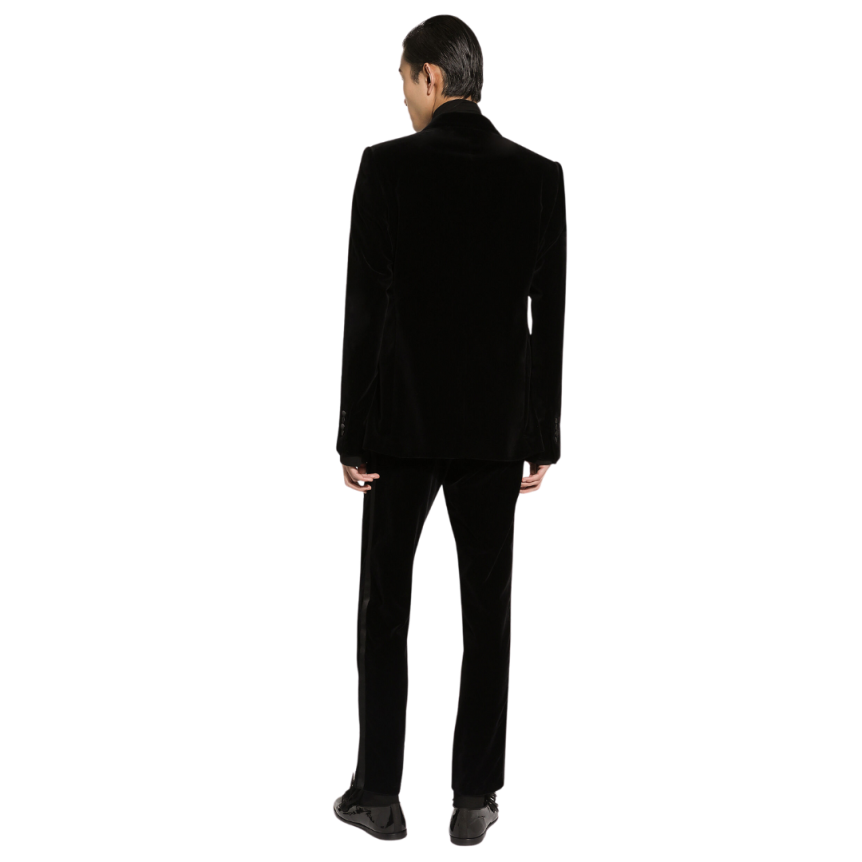 Pantalon de smoking DOLCE & GABBANA classique coton velours lisse noir