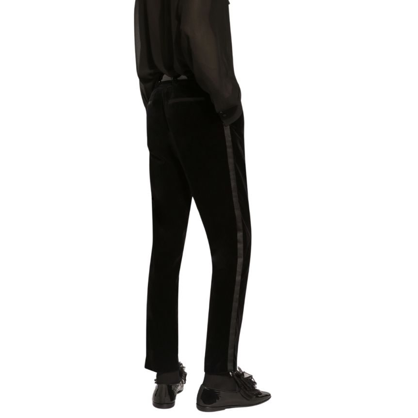 Pantalon de smoking DOLCE & GABBANA classique coton velours lisse noir
