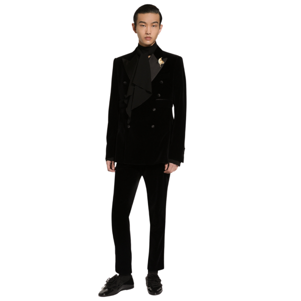 Pantalon de smoking DOLCE & GABBANA classique coton velours lisse noir