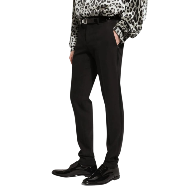Pantalon costume DOLCE & GABBANA design stretch laine vierge noir