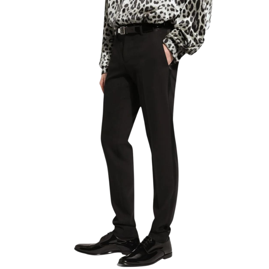 Pantalon costume DOLCE & GABBANA design stretch laine vierge noir