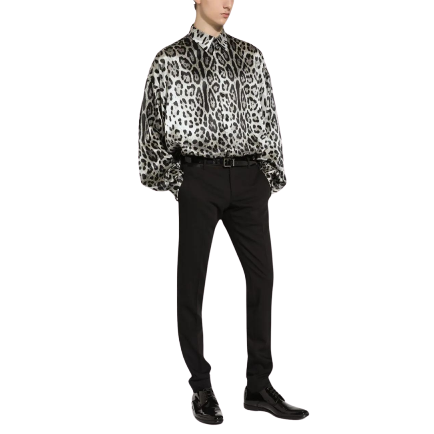 Pantalon costume DOLCE & GABBANA design stretch laine vierge noir