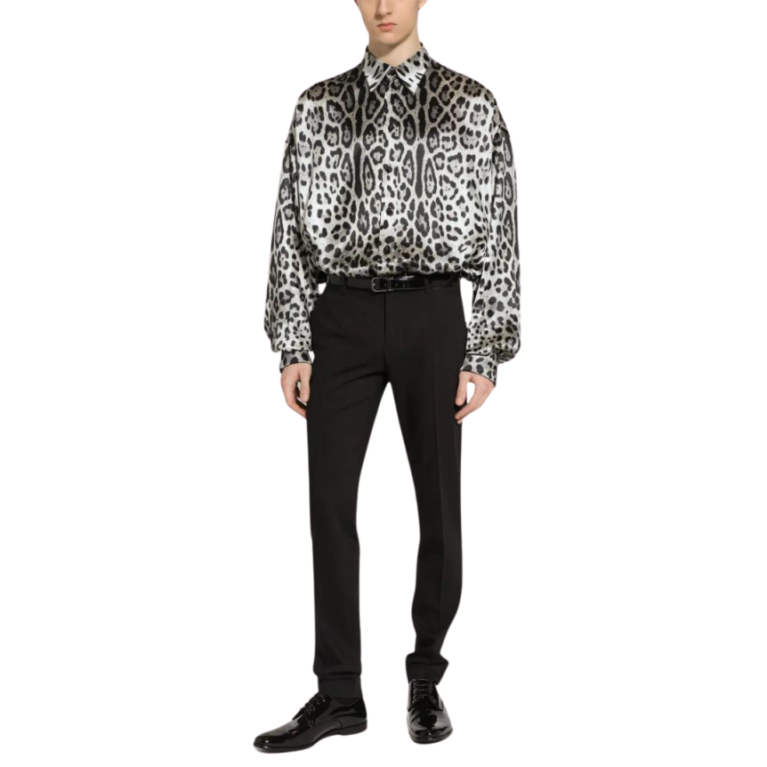 Pantalon costume DOLCE & GABBANA design stretch laine vierge noir