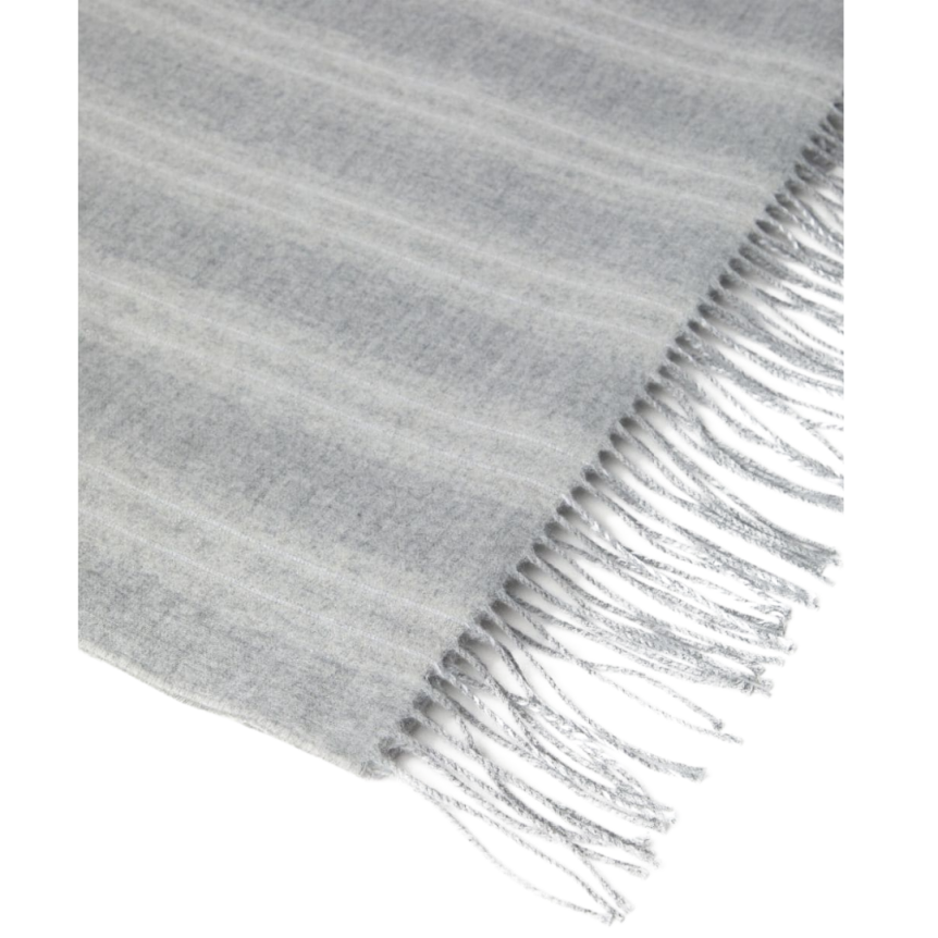 Echarpe à franges BRUNELLO CUCINELLI gris Beluga rayure argent