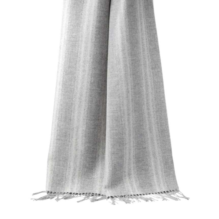 Echarpe à franges BRUNELLO CUCINELLI gris Beluga rayure argent