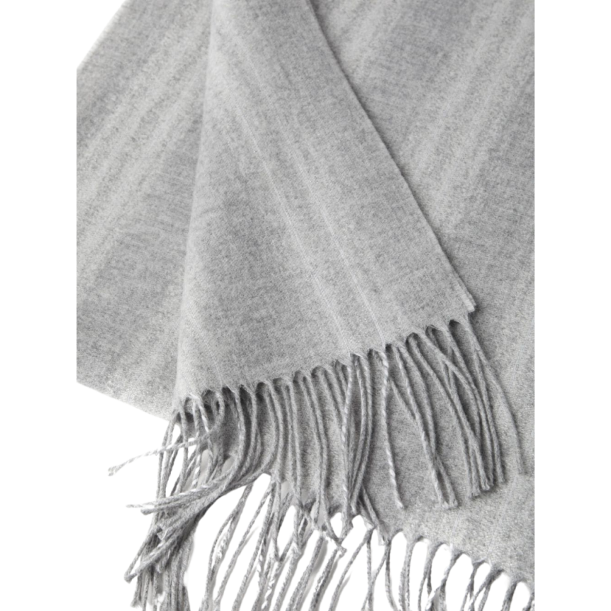 Echarpe à franges BRUNELLO CUCINELLI gris Beluga rayure argent