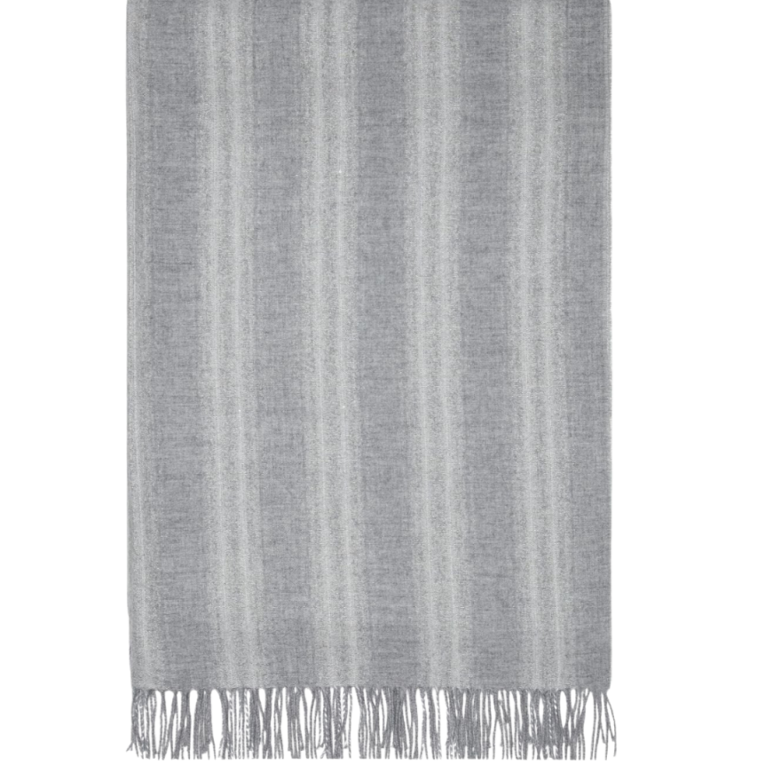 Echarpe à franges BRUNELLO CUCINELLI gris Beluga rayure argent
