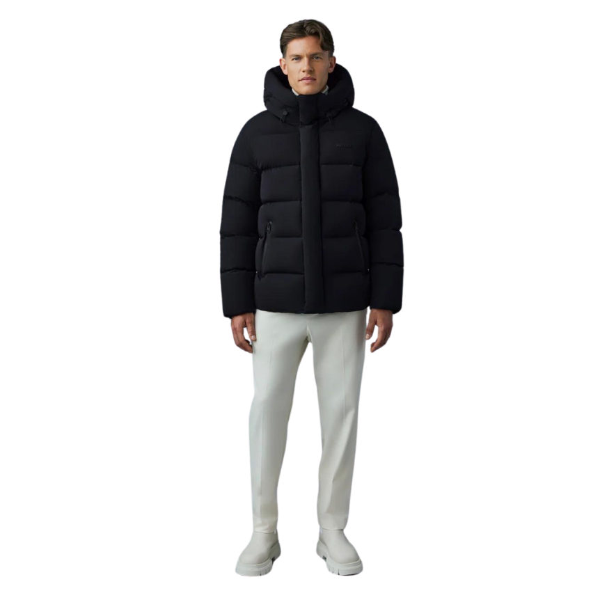 Doudoune mi longue MACKAGE Graydon noir stretch capuche tempête