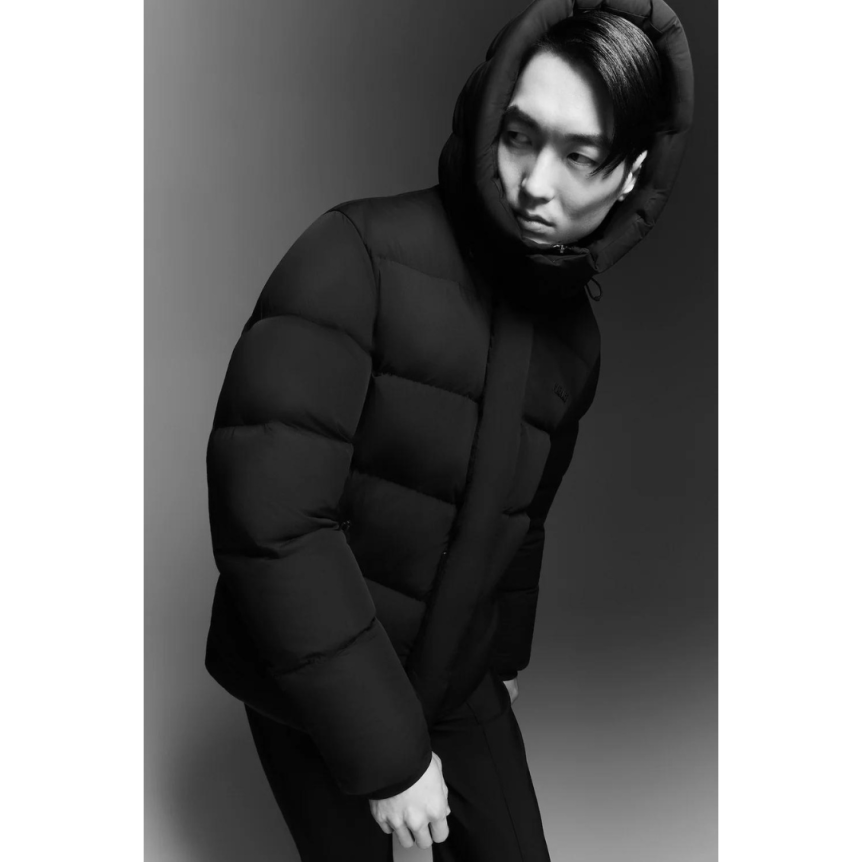 Doudoune mi longue MACKAGE Graydon noir stretch capuche tempête