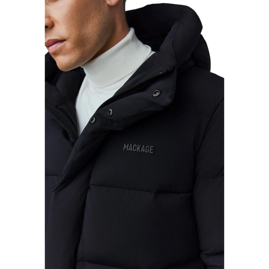 Doudoune mi longue MACKAGE Graydon city noir stretch capuche tempête