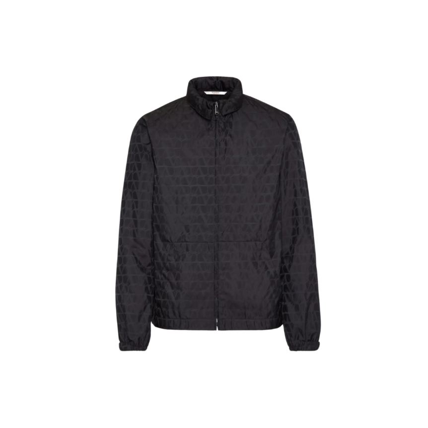 Veste coupe-vent VALENTINO nylon bleu marine motif logo ton sur ton