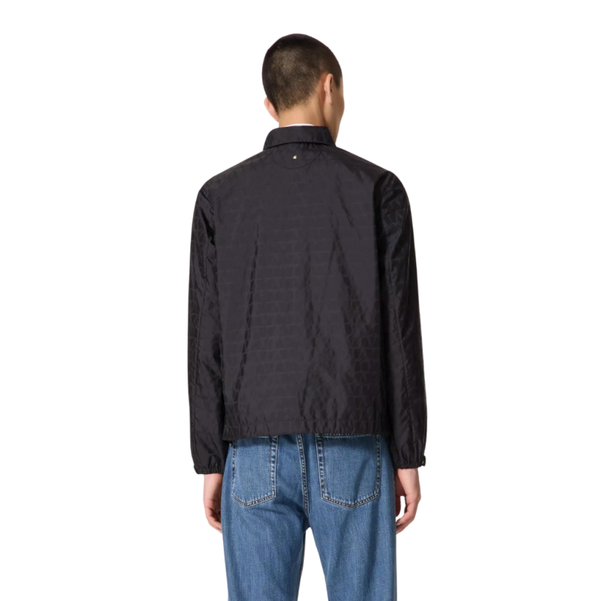 Veste coupe-vent VALENTINO nylon bleu marine motif logo ton sur ton