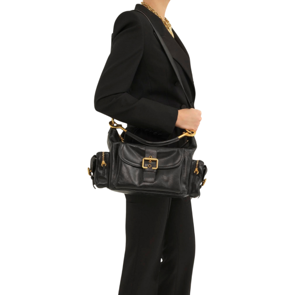 Camera bag Sac porté épaule CHLOE cuir buffle brillant noir