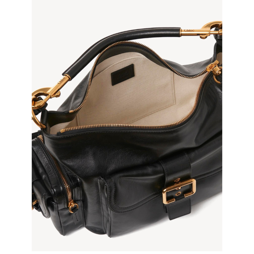 Camera bag Sac porté épaule CHLOE cuir buffle brillant noir