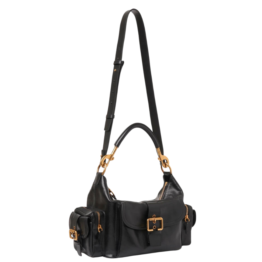 Camera bag Sac porté épaule CHLOE cuir buffle brillant noir