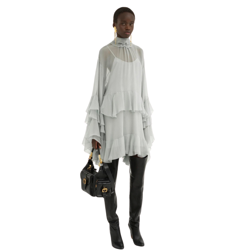 Camera bag Sac porté épaule CHLOE cuir buffle brillant noir