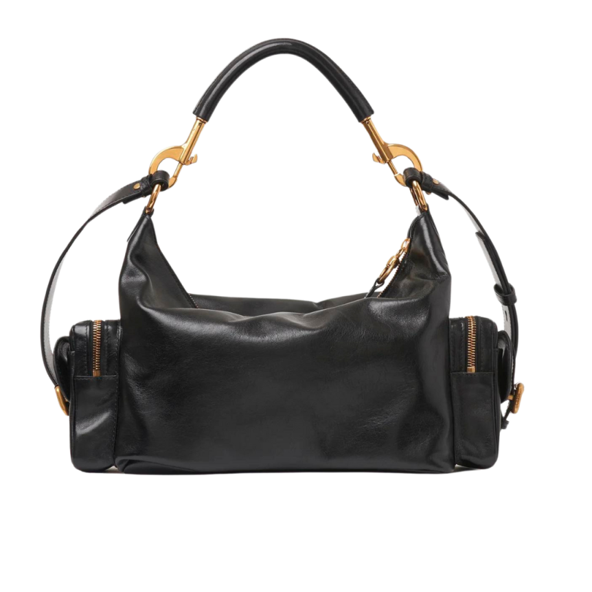 Camera bag Sac porté épaule CHLOE cuir buffle brillant noir