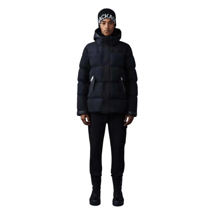 Doudoune MACKAGE Riley Plastron amovible peau lainée mouton noir