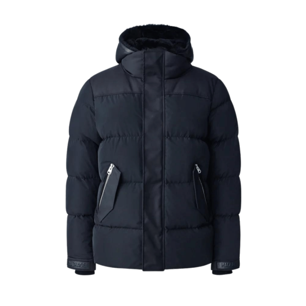 Doudoune MACKAGE Riley Plastron amovible peau lainée mouton noir