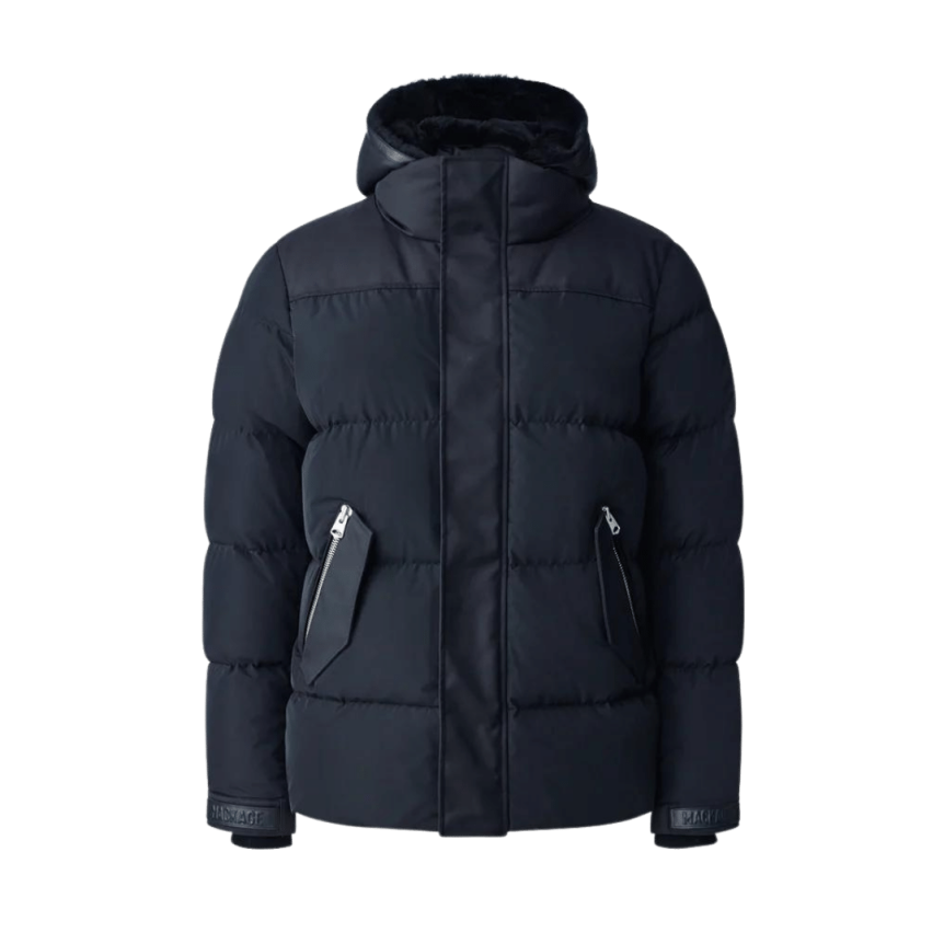 Doudoune MACKAGE Riley Plastron amovible peau lainée mouton noir