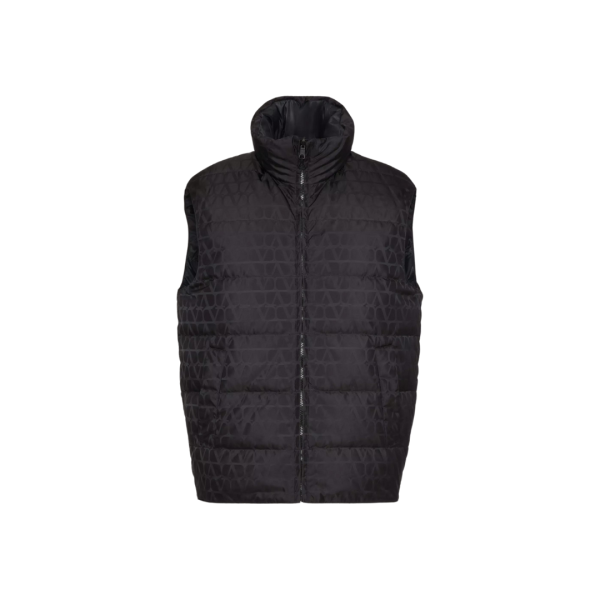 Gilet réversible VALENTINO nylon bleu marine motif logo ton sur ton