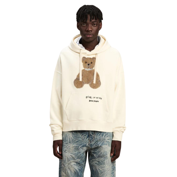 Sweat-shirt à capuche PALM ANGELS coton écru Bear in Mind
